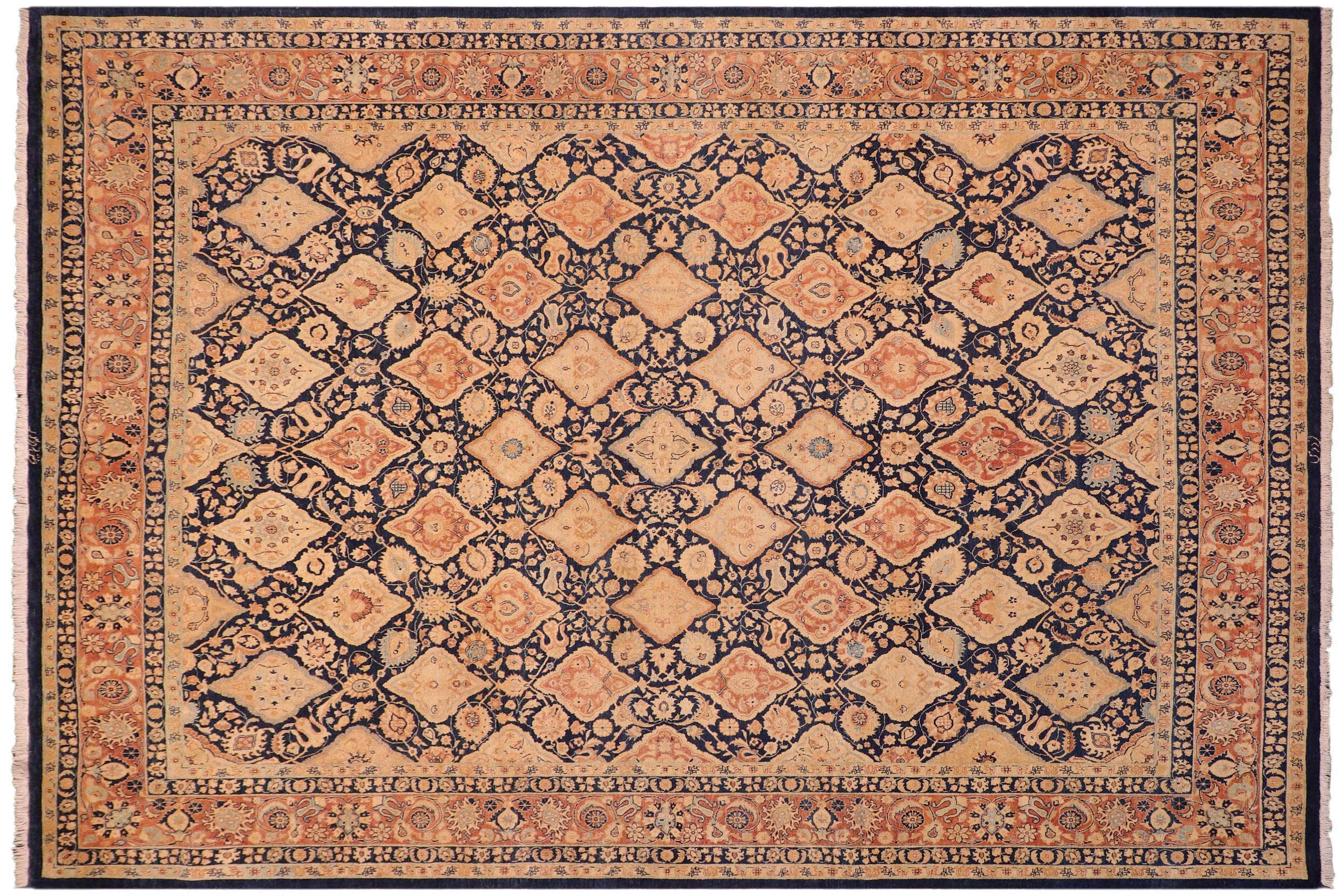 handmade Transitional Kirman Blue Red Hand Knotted RECTANGLE 100% WOOL area rug 8x10