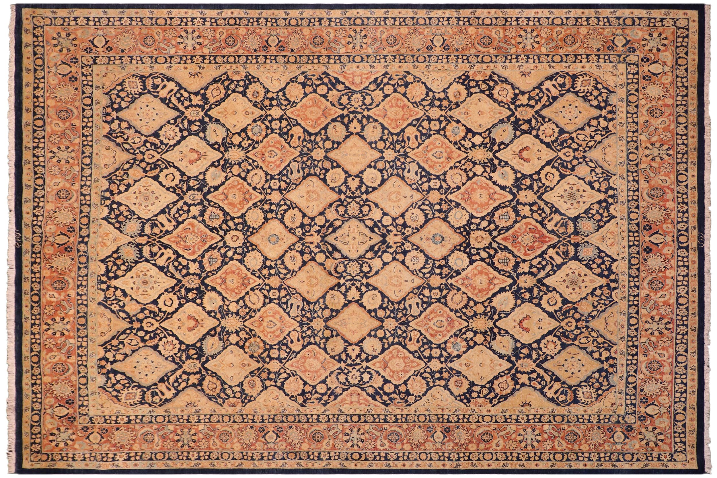 handmade Transitional Kirman Blue Red Hand Knotted RECTANGLE 100% WOOL area rug 8 x 10
