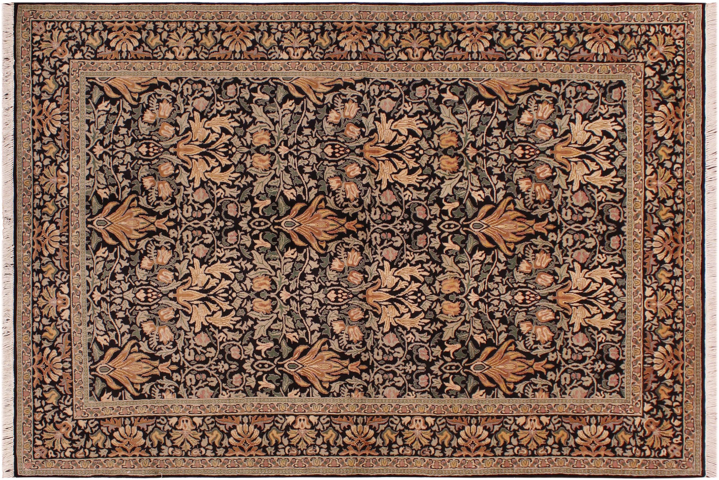 handmade Transitional Snakehead Black Green Hand Knotted RECTANGLE 100% WOOL area rug 6' x 10'