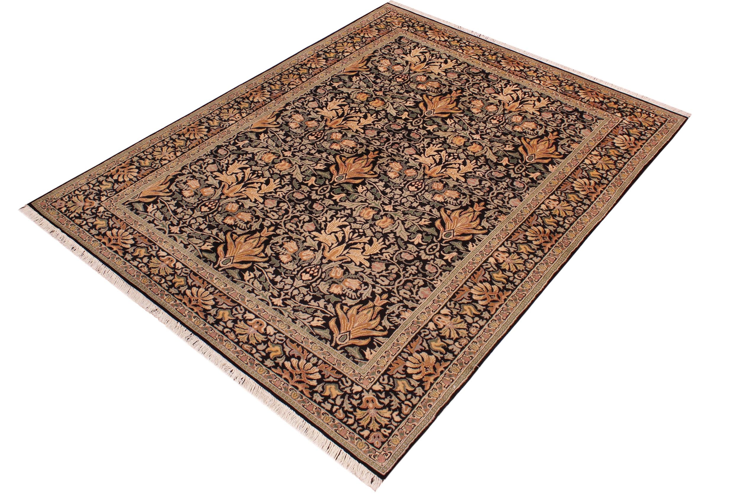 handmade Transitional Snakehead Black Green Hand Knotted RECTANGLE 100% WOOL area rug 6' x 10'