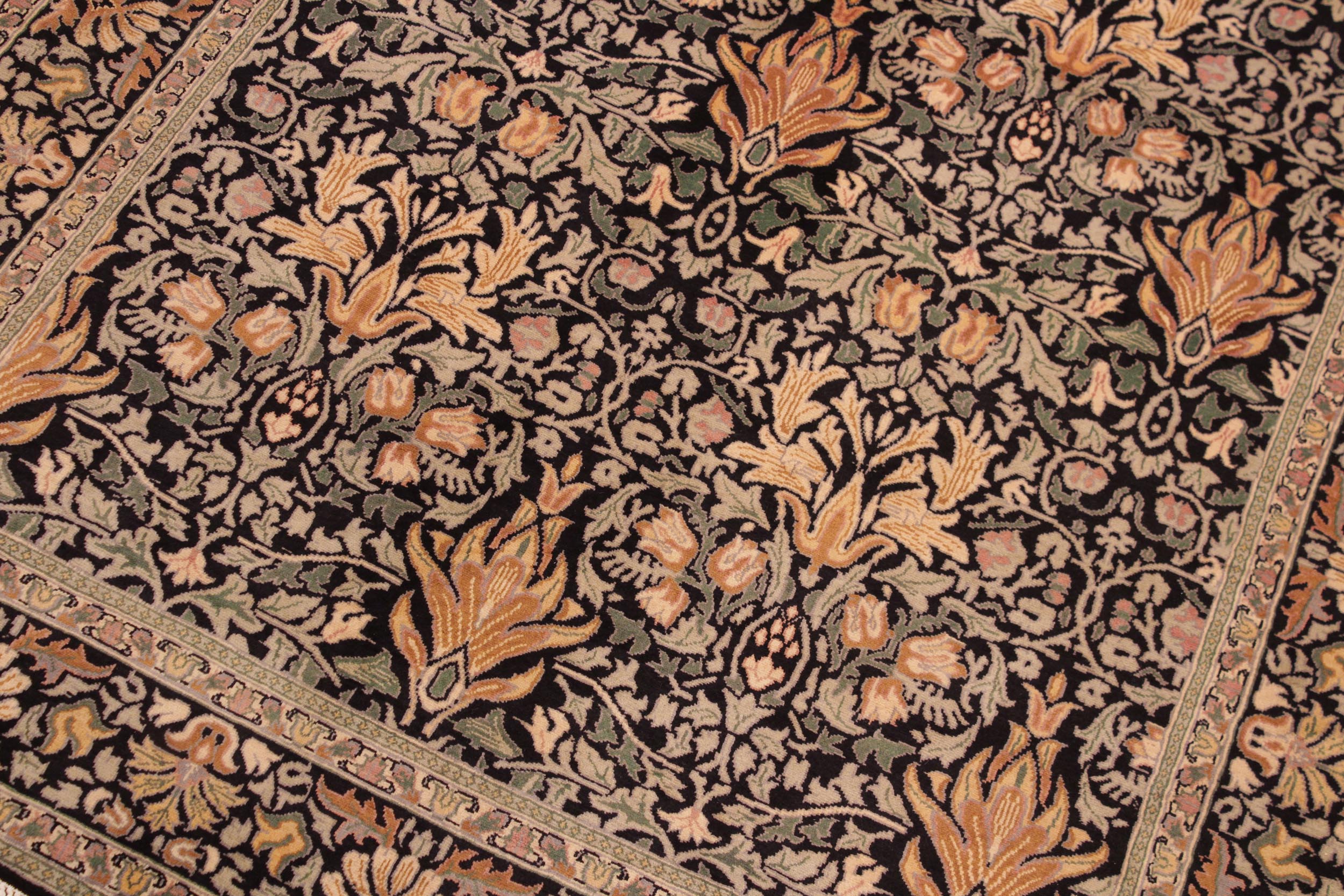 handmade Transitional Snakehead Black Green Hand Knotted RECTANGLE 100% WOOL area rug 6' x 10'