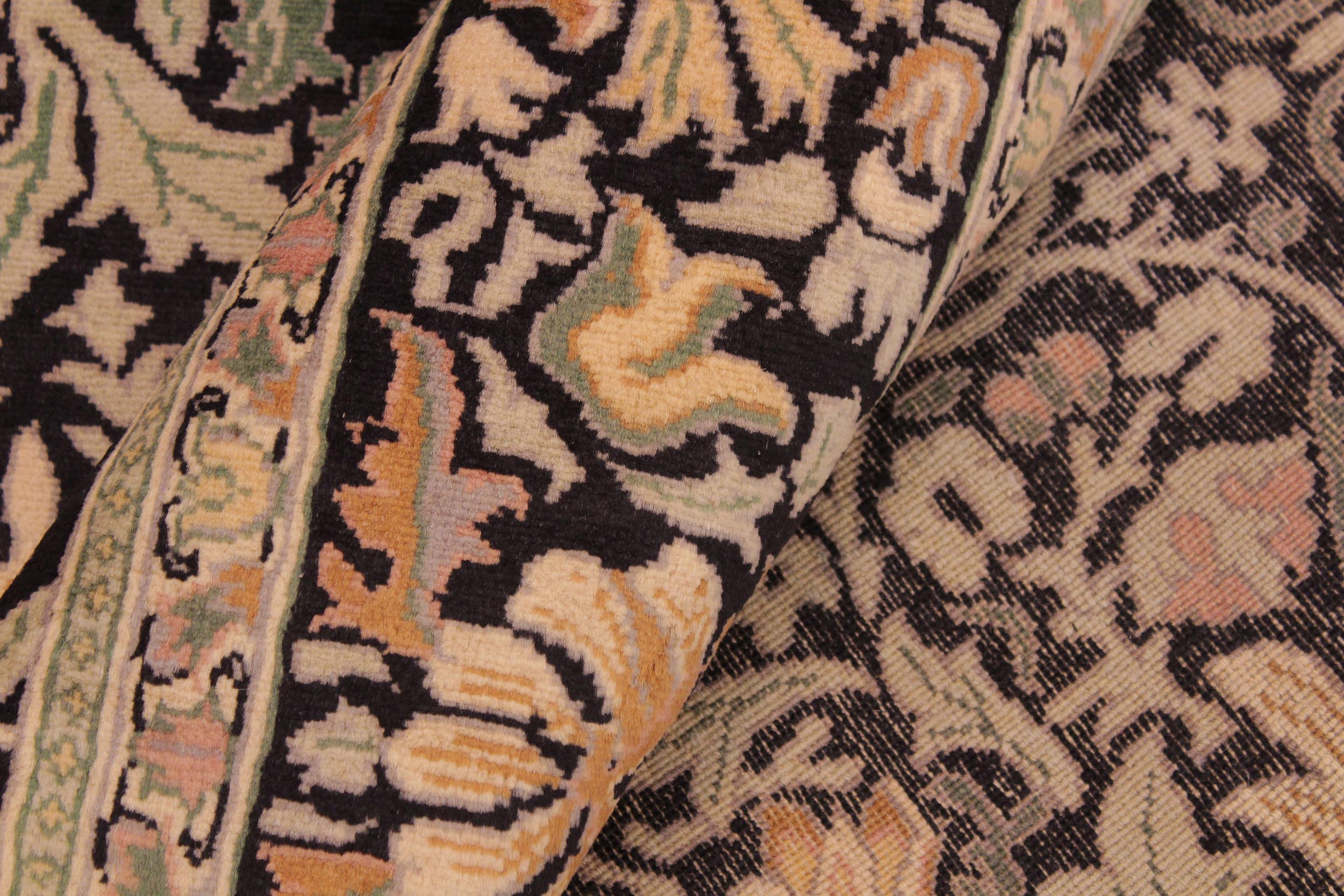 handmade Transitional Snakehead Black Green Hand Knotted RECTANGLE 100% WOOL area rug 6' x 10'