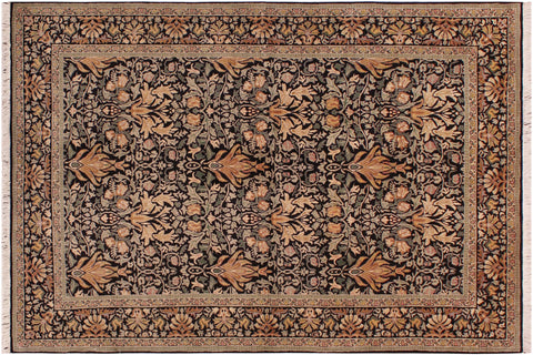 handmade Transitional Snakehead Black Green Hand Knotted RECTANGLE 100% WOOL area rug 6' x 10'