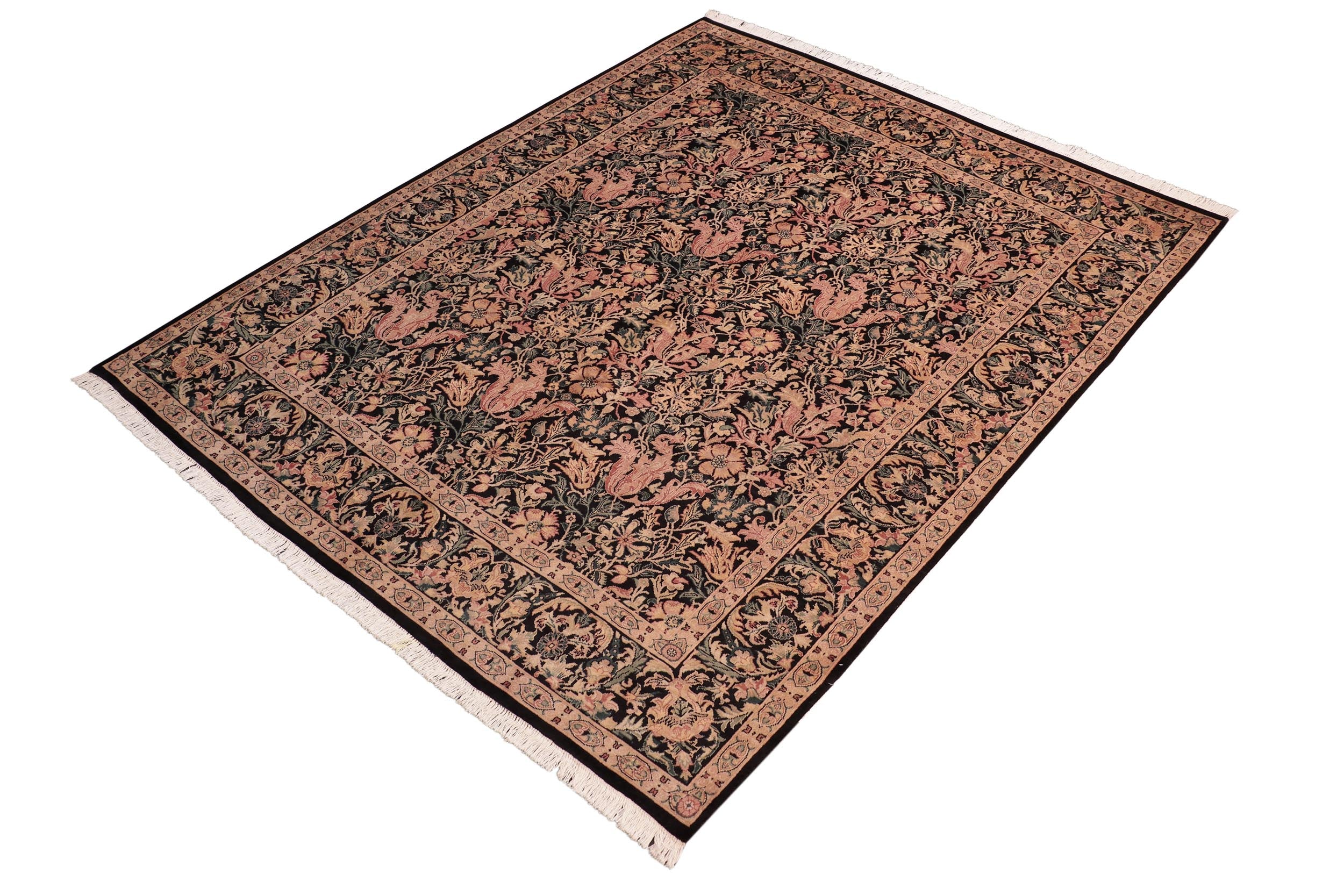 handmade Transitional Gulshan Black Red Hand Knotted RECTANGLE 100% WOOL area rug 8' x 10'