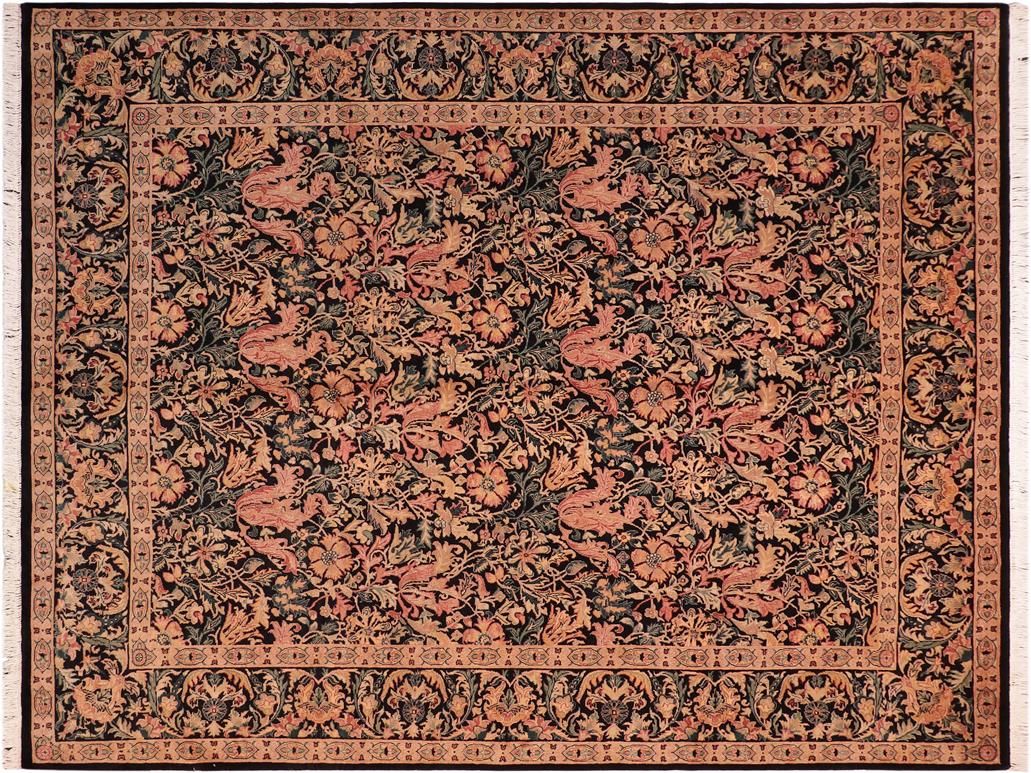 handmade Transitional Gulshan Black Red Hand Knotted RECTANGLE 100% WOOL area rug 8x10