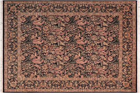 handmade Transitional Gulshan Black Red Hand Knotted RECTANGLE 100% WOOL area rug 8' x 10'