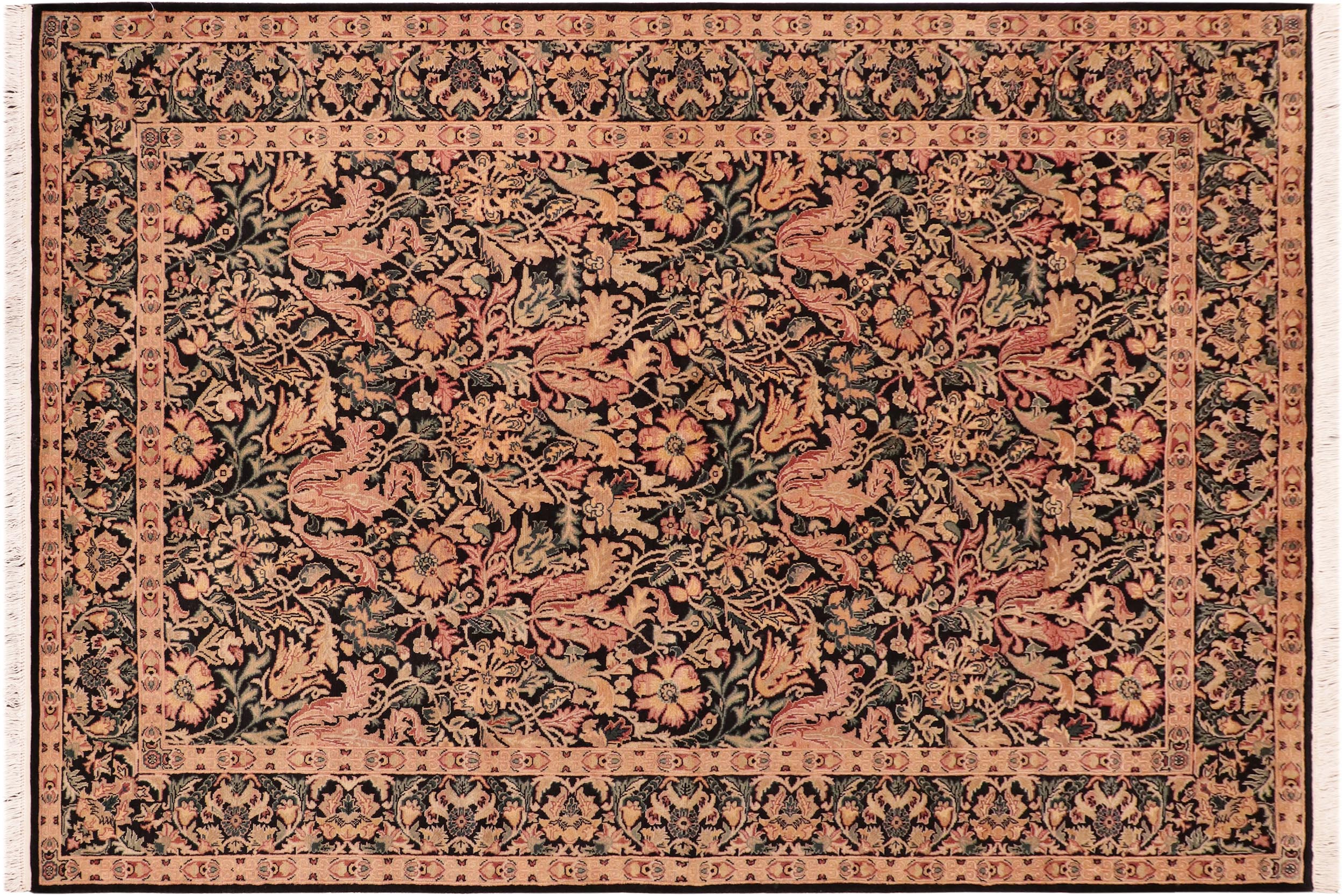 handmade Transitional Gulshan Black Red Hand Knotted RECTANGLE 100% WOOL area rug 6' x 9'