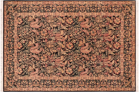 handmade Transitional Gulshan Black Red Hand Knotted RECTANGLE 100% WOOL area rug 6' x 9'
