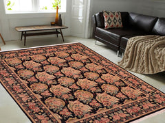 handmade Transitional Basarabian Black Green Hand Knotted RECTANGLE 100% WOOL area rug 8x10