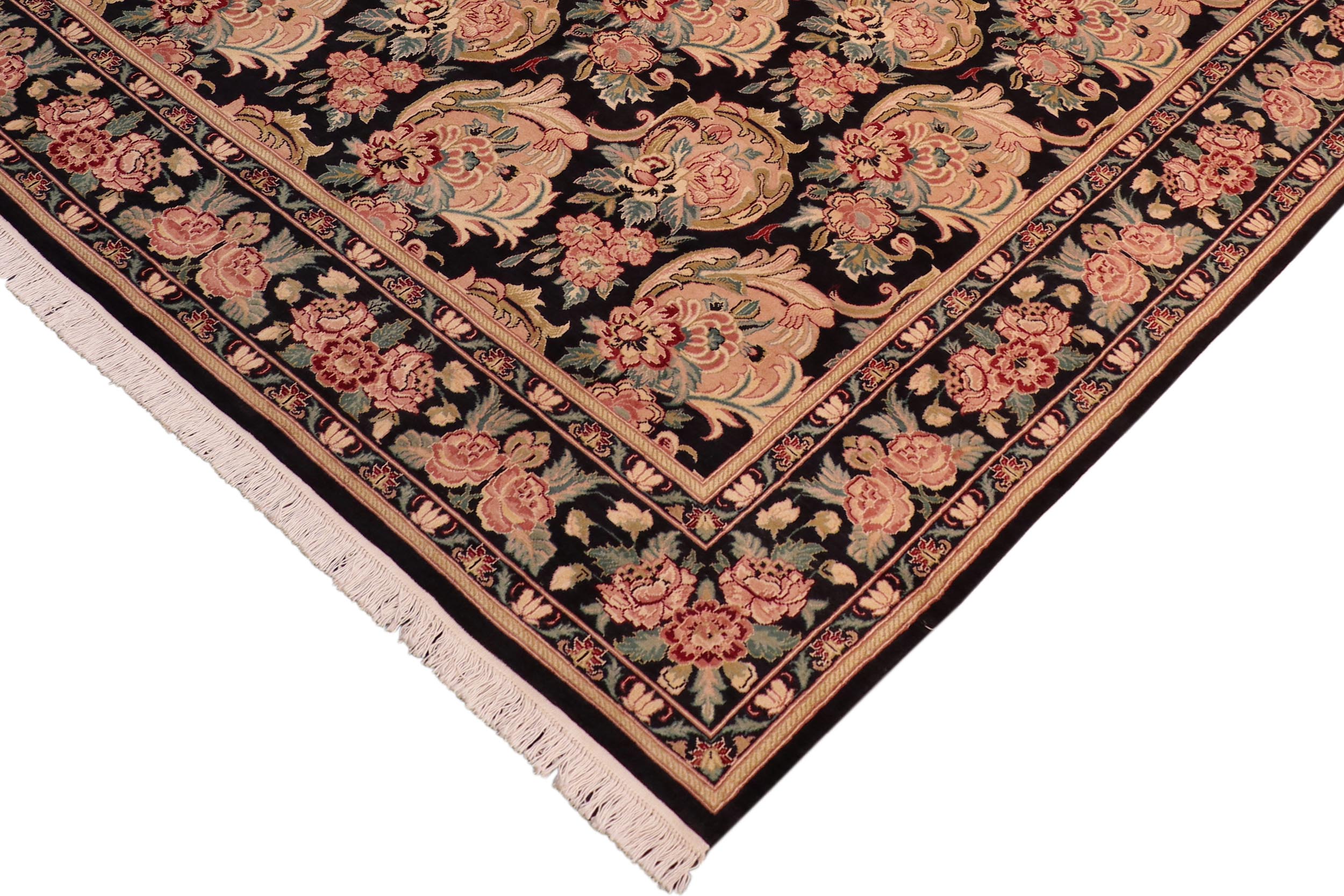 handmade Transitional Basarabian Black Green Hand Knotted RECTANGLE 100% WOOL area rug 8' x 10'