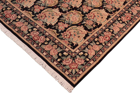 handmade Transitional Basarabian Black Green Hand Knotted RECTANGLE 100% WOOL area rug 8x10