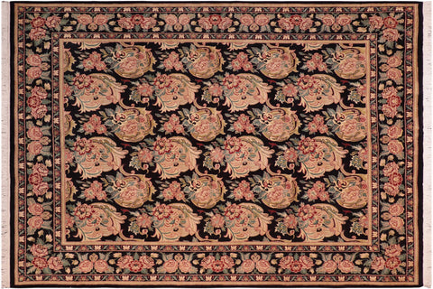 handmade Transitional Basarabian Black Green Hand Knotted RECTANGLE 100% WOOL area rug 8x10