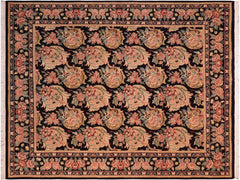 handmade Transitional Basarabian Black Green Hand Knotted RECTANGLE 100% WOOL area rug 8x10