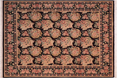 handmade Transitional Basarabian Black Green Hand Knotted RECTANGLE 100% WOOL area rug 8' x 10'