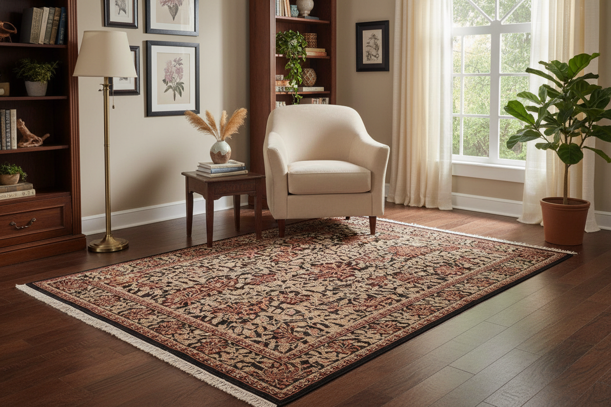 handmade Transitional Honeysuckle Black Tan Hand Knotted RECTANGLE 100% WOOL area rug 6x9