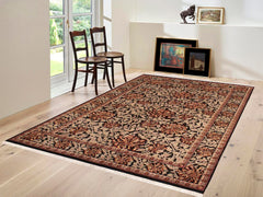 handmade Transitional Honeysuckle Black Tan Hand Knotted RECTANGLE 100% WOOL area rug 6x9