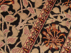 handmade Transitional Honeysuckle Black Tan Hand Knotted RECTANGLE 100% WOOL area rug 6x9