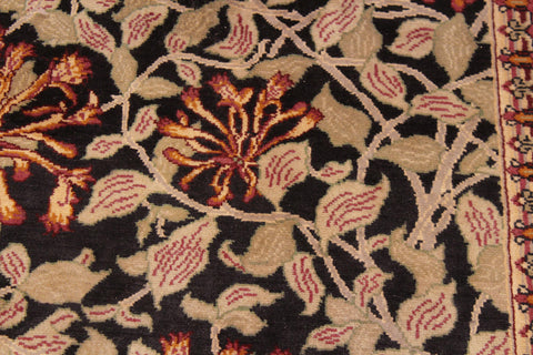 handmade Transitional Honeysuckle Black Tan Hand Knotted RECTANGLE 100% WOOL area rug 6' x 9'