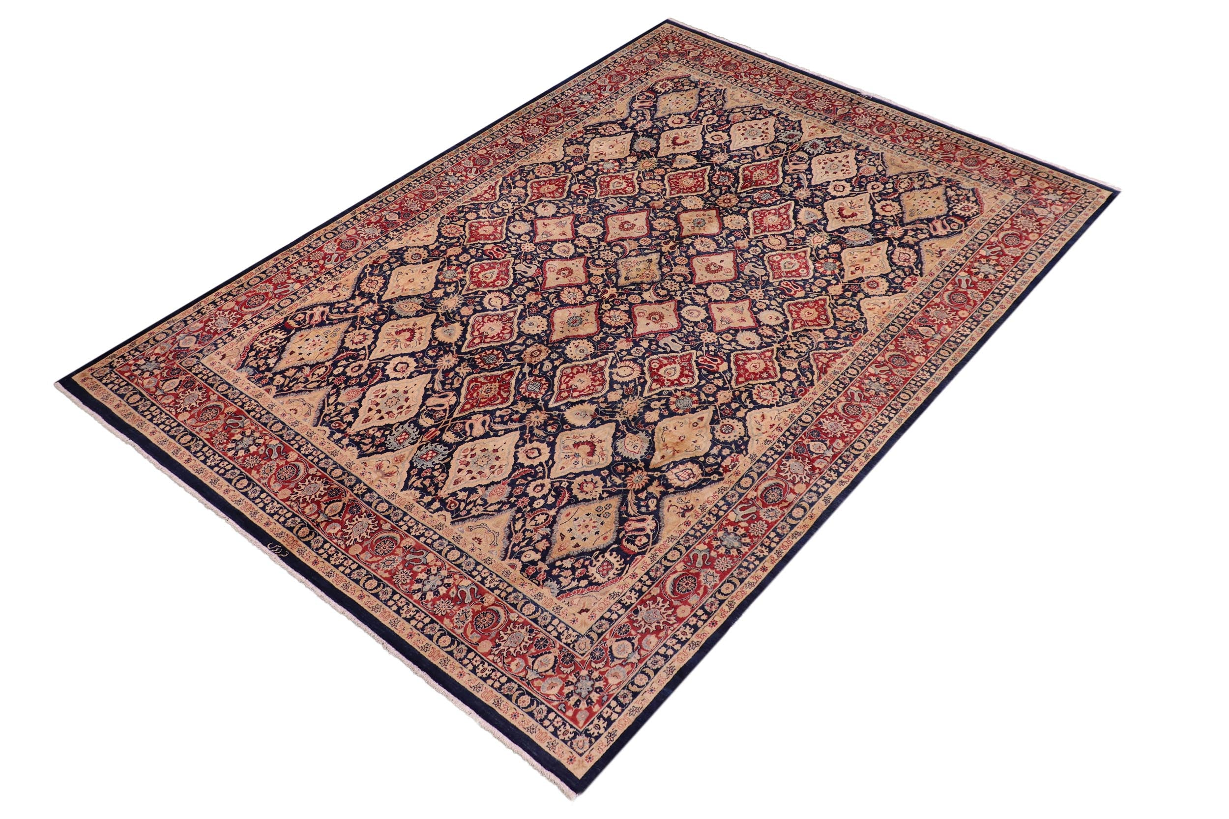 handmade Transitional Sultanabad Blue Blue Hand Knotted RECTANGLE 100% WOOL area rug 8 x 10