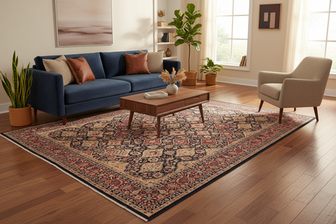 handmade Transitional Sultanabad Blue Blue Hand Knotted RECTANGLE 100% WOOL area rug 8 x 10