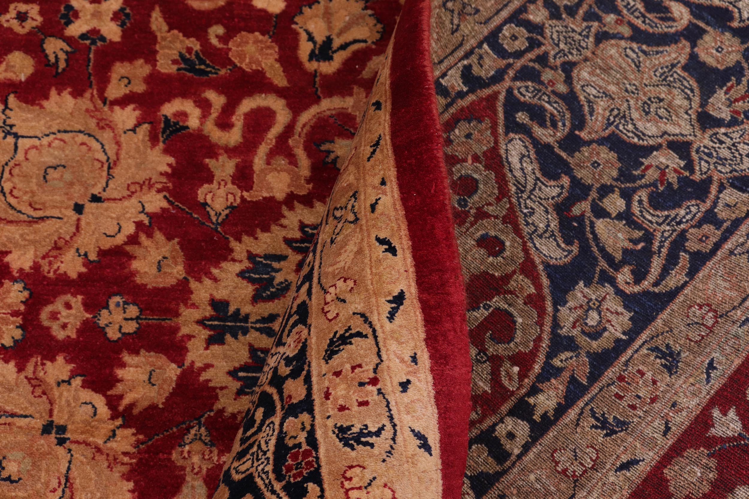 handmade Traditional Kashan Red Blue Hand Knotted RECTANGLE 100% WOOL area rug 8 x 10