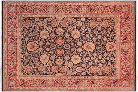 handmade Transitional Anmol Agra Blue Red Hand Knotted RECTANGLE 100% WOOL area rug 8 x 10