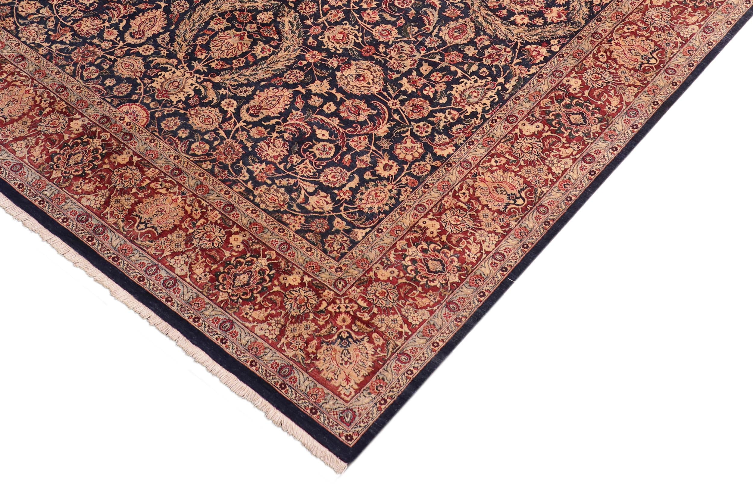 handmade Traditional Dabir Blue Aubergine Hand Knotted RECTANGLE 100% WOOL area rug 8 x 10