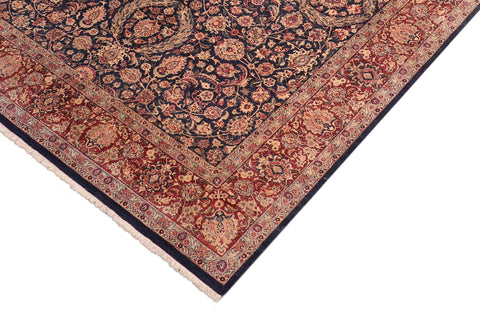 handmade Traditional Dabir Blue Aubergine Hand Knotted RECTANGLE 100% WOOL area rug 8 x 10
