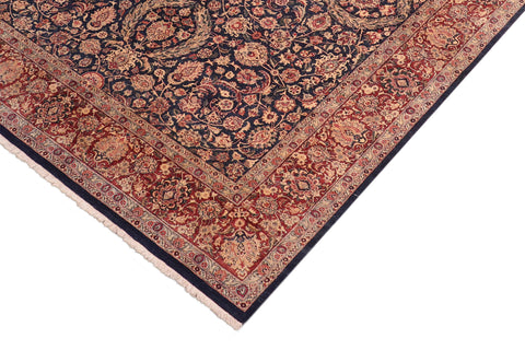 handmade Traditional Dabir Blue Aubergine Hand Knotted RECTANGLE 100% WOOL area rug 8x10