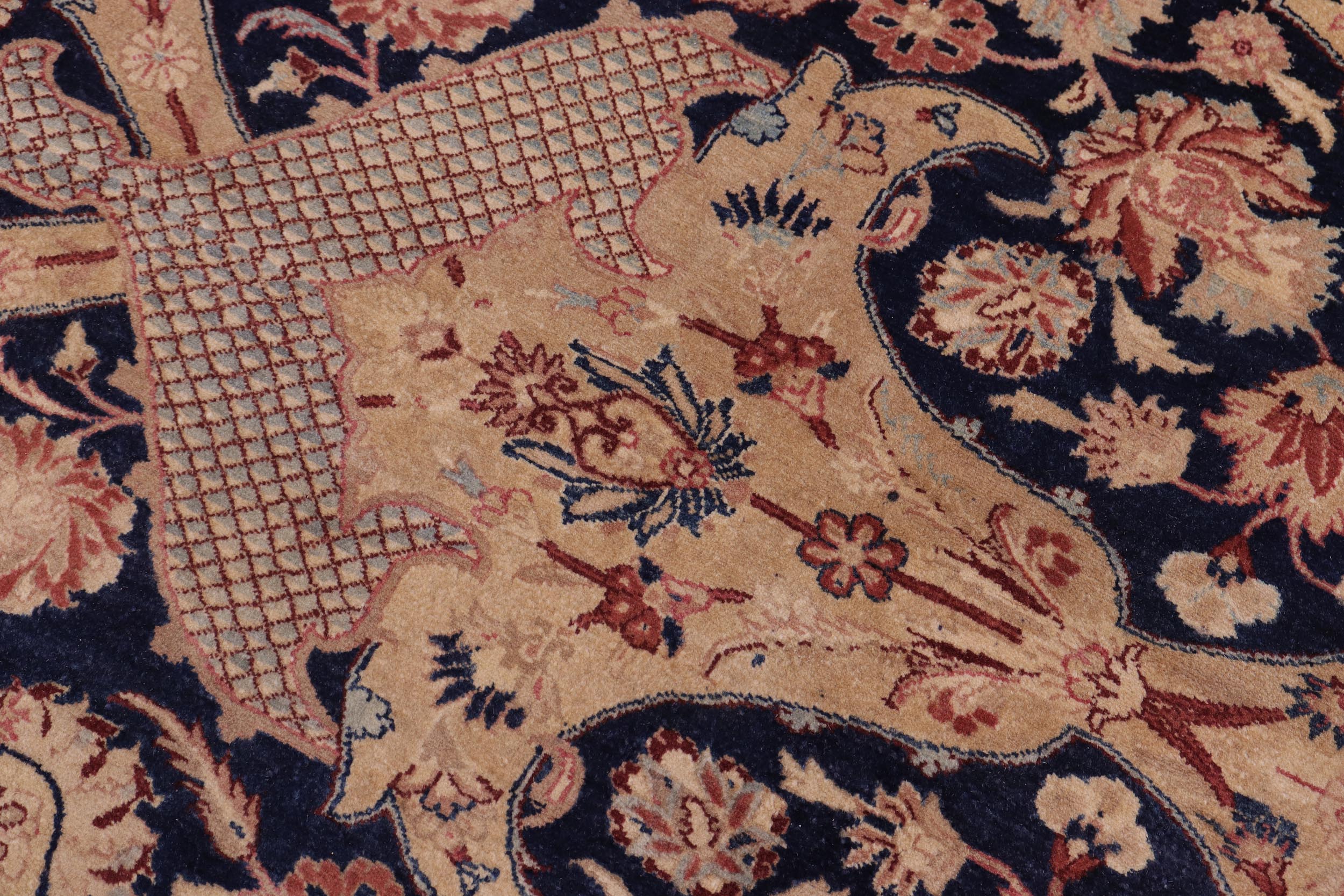 handmade Traditional Agra Blue Beige Hand Knotted RECTANGLE 100% WOOL area rug 8 x 11