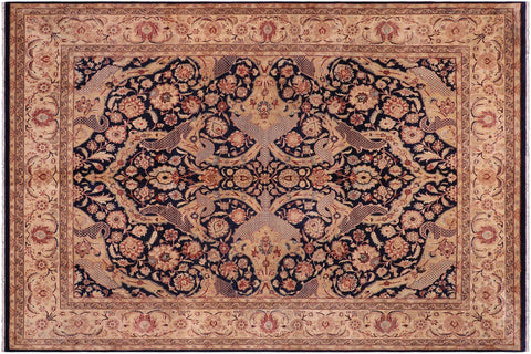 handmade Traditional Agra Blue Beige Hand Knotted RECTANGLE 100% WOOL area rug 8 x 11
