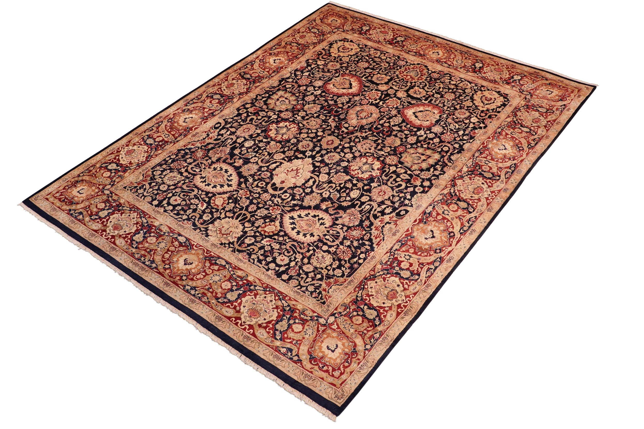 handmade Transitional Anmol Agra Blue Red Hand Knotted RECTANGLE 100% WOOL area rug 8x11