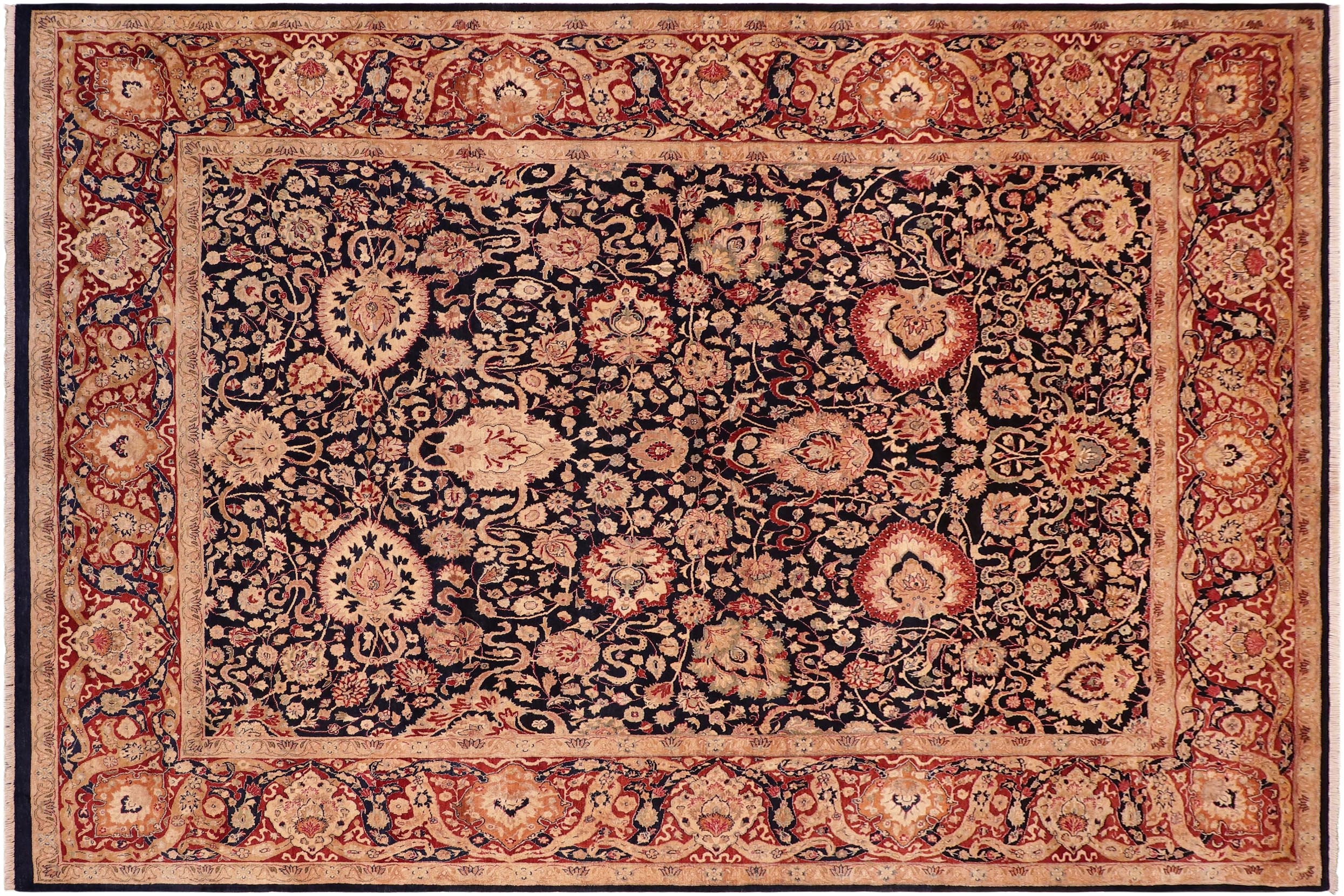 handmade Transitional Anmol Agra Blue Red Hand Knotted RECTANGLE 100% WOOL area rug 8x11