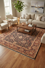 Vintage Persian Anmol Agra David Blue/Red Wool Rug - 8'1''X10'7''