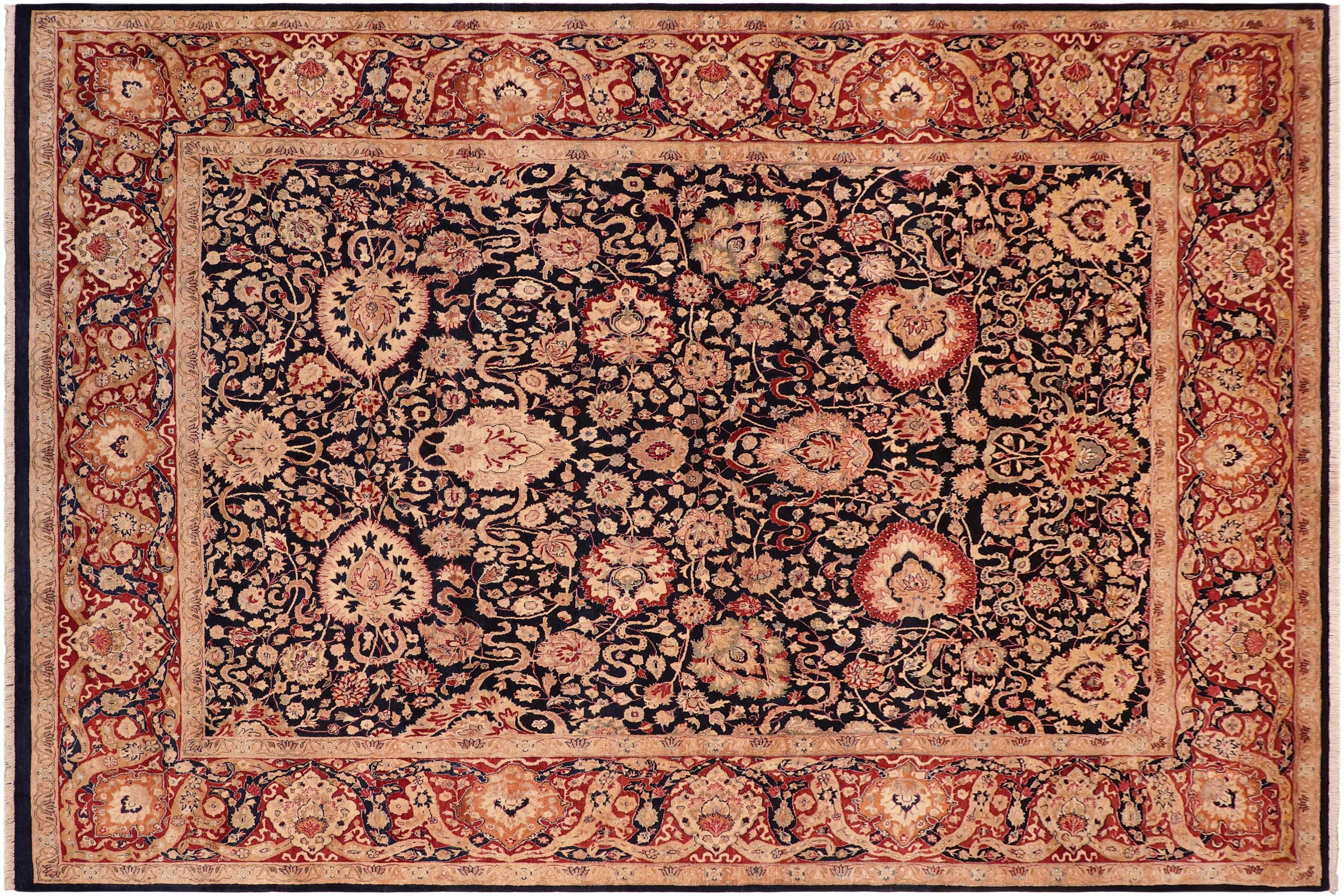 handmade Transitional Anmol Agra Blue Red Hand Knotted RECTANGLE 100% WOOL area rug 8 x 11