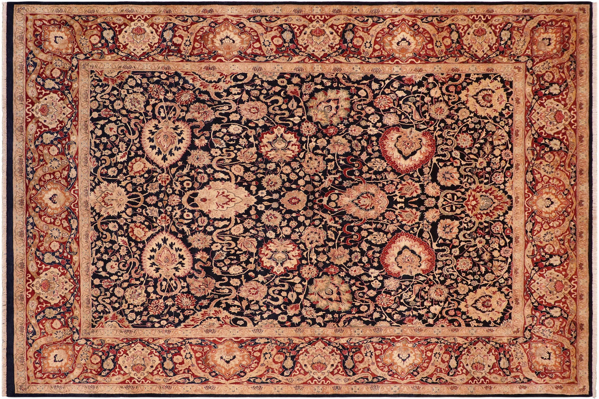 handmade Transitional Anmol Agra Blue Red Hand Knotted RECTANGLE 100% WOOL area rug 8 x 11