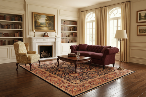 handmade Transitional Anmol Agra Blue Red Hand Knotted RECTANGLE 100% WOOL area rug 8 x 11