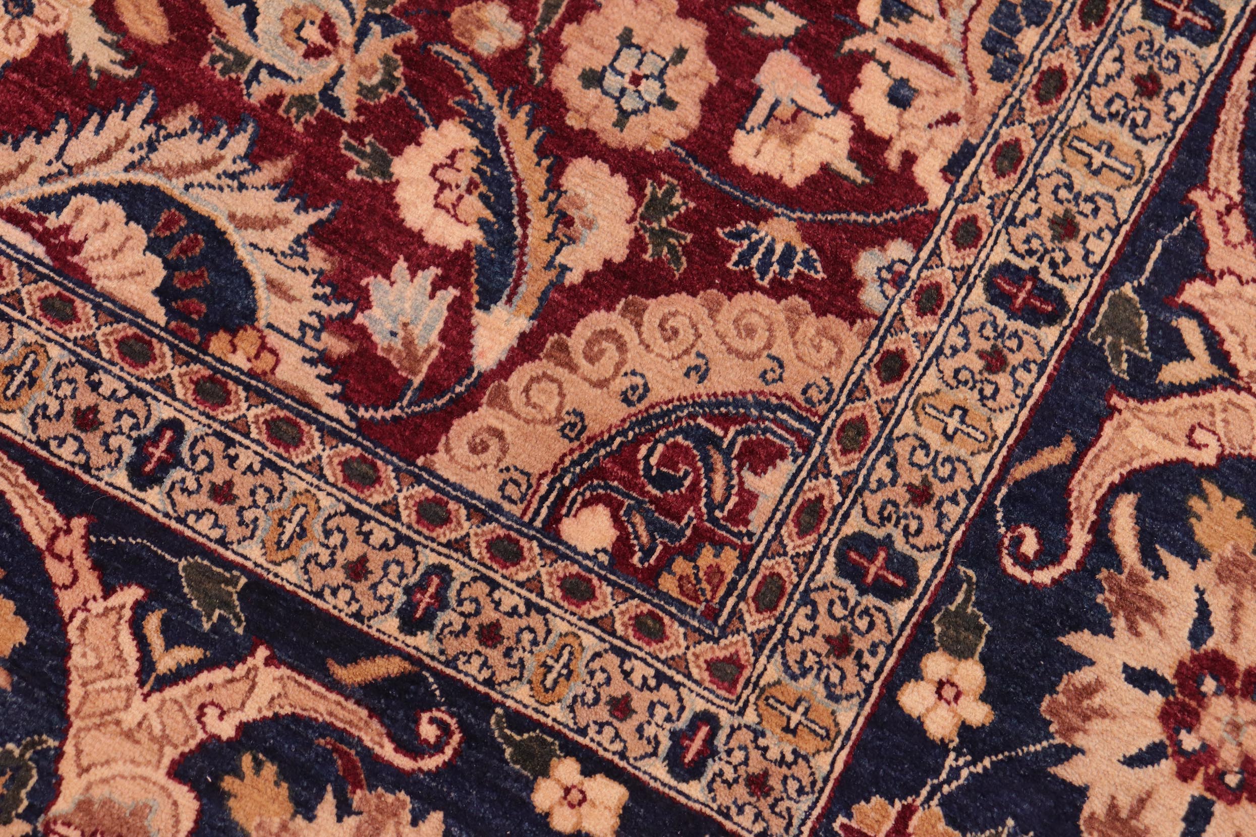 handmade Transitional Agra Tabriz Red Blue Hand Knotted RECTANGLE 100% WOOL area rug 8x10