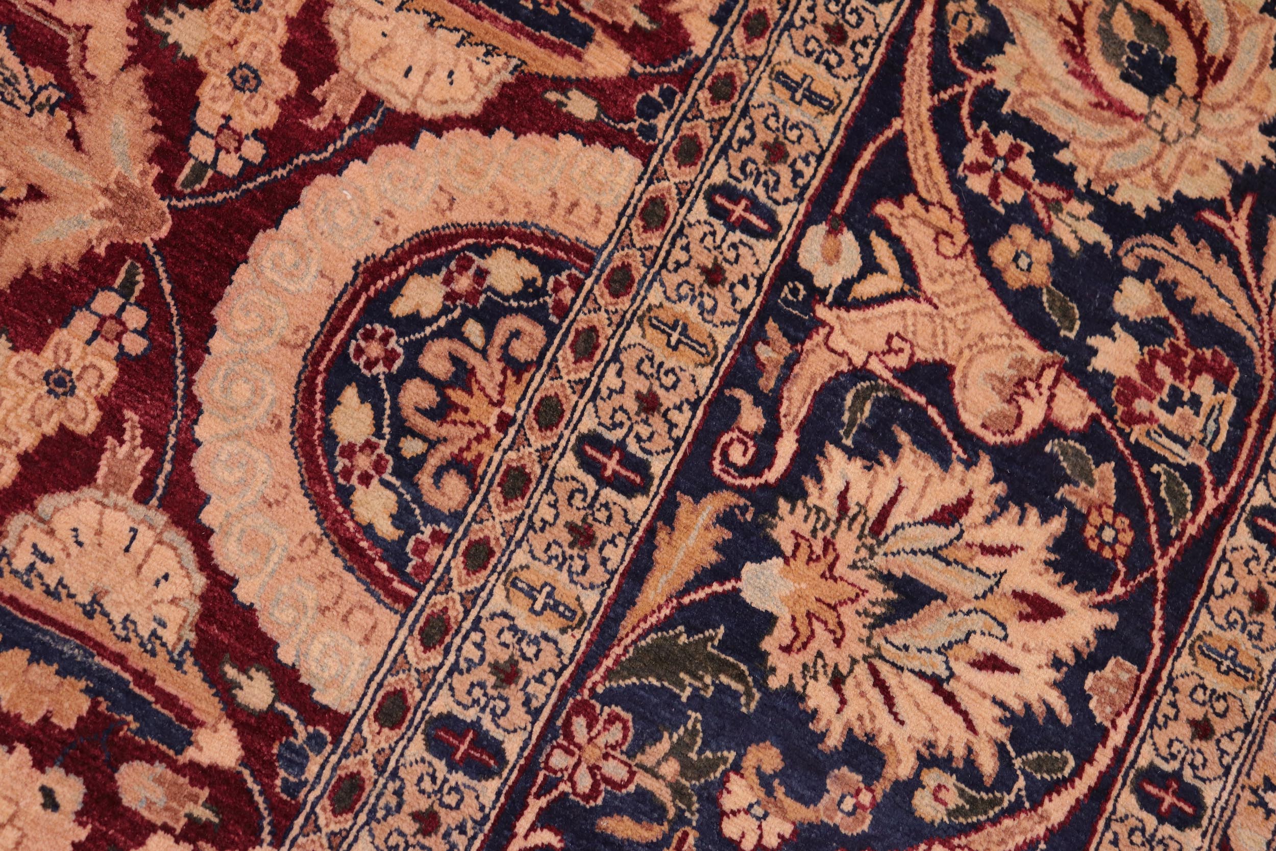 handmade Transitional Agra Tabriz Red Blue Hand Knotted RECTANGLE 100% WOOL area rug 8 x 10