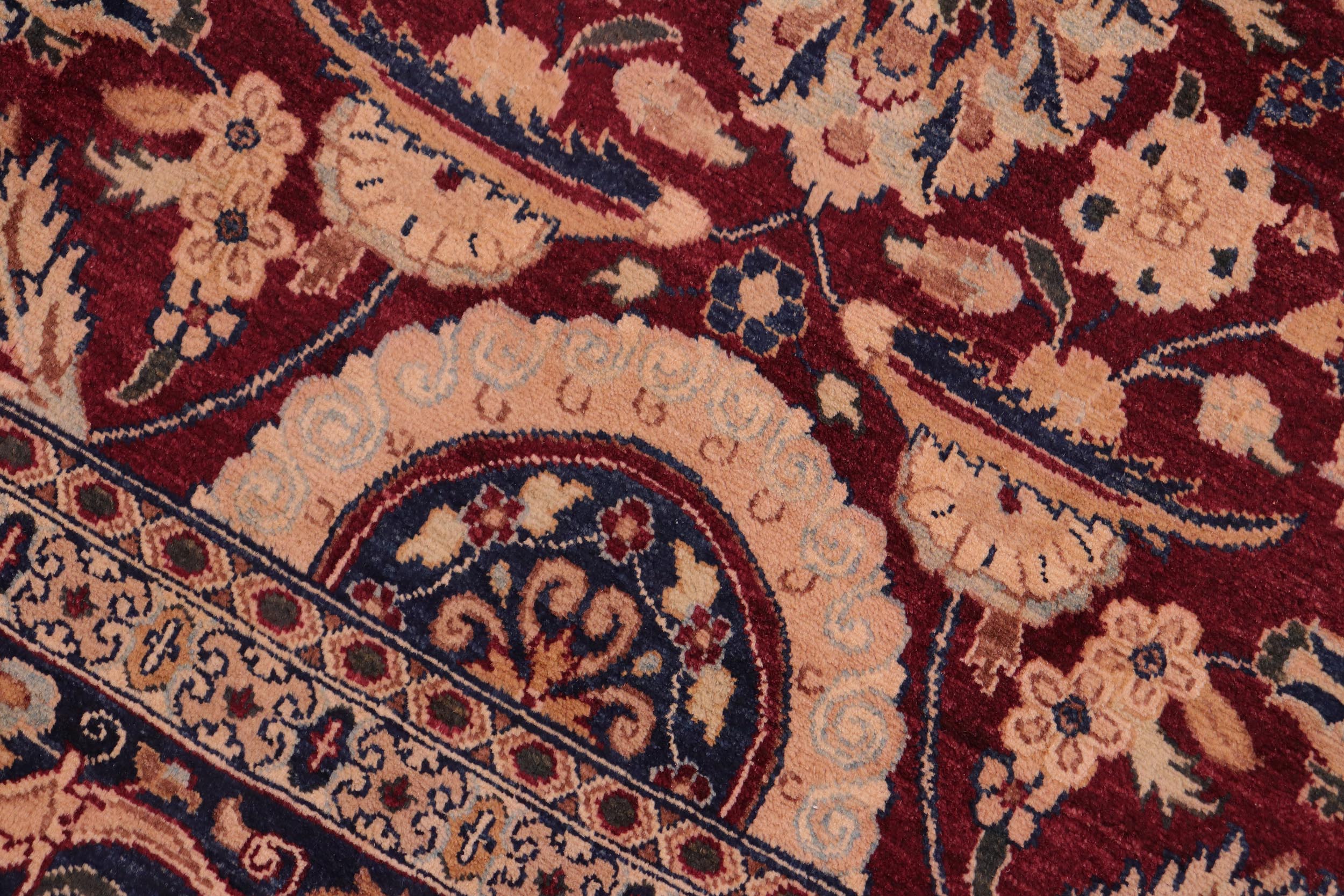 handmade Transitional Agra Tabriz Red Blue Hand Knotted RECTANGLE 100% WOOL area rug 8 x 10