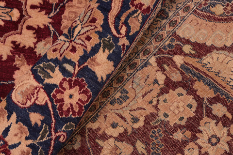 handmade Transitional Agra Tabriz Red Blue Hand Knotted RECTANGLE 100% WOOL area rug 8 x 10