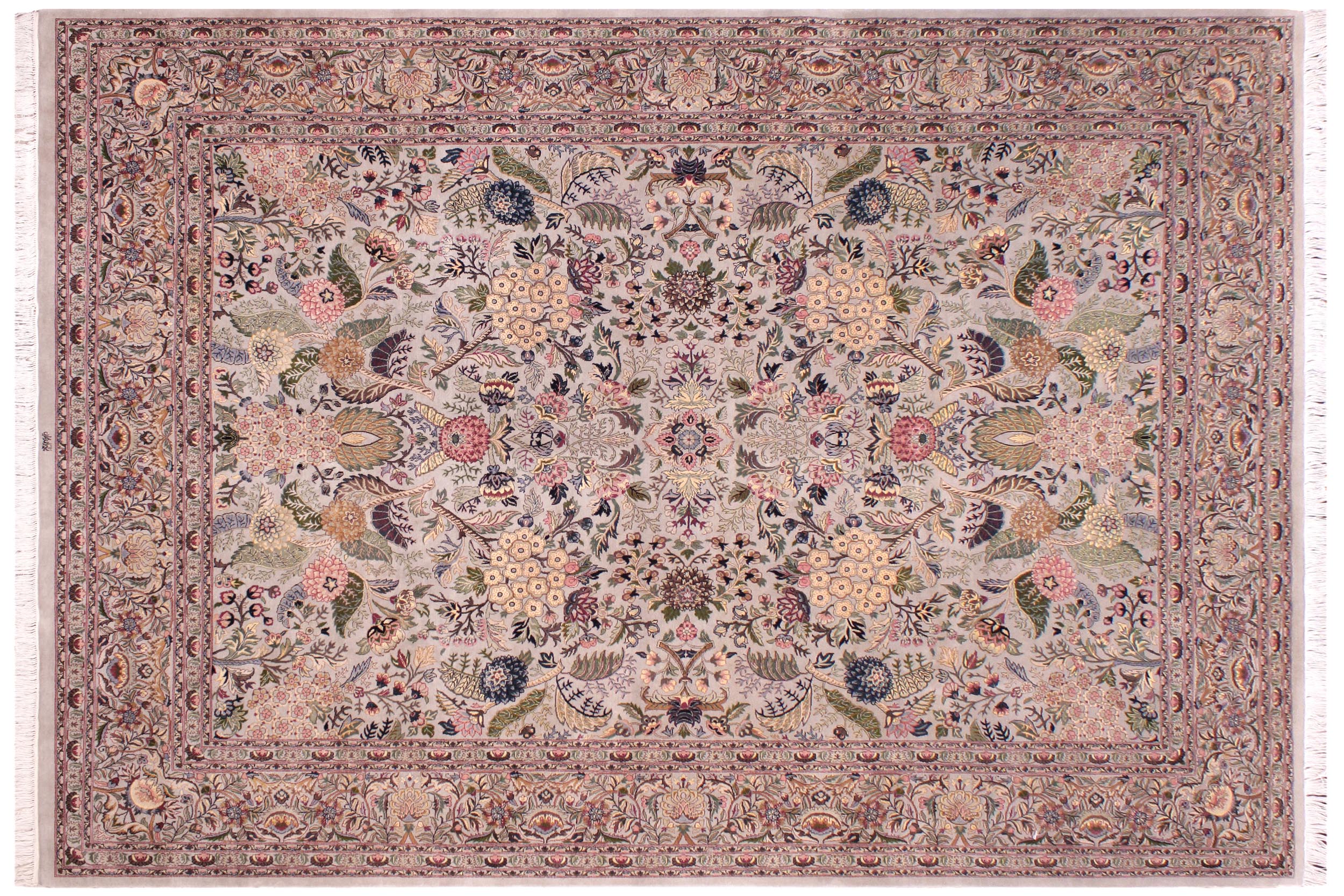 handmade Traditional Nagi Lt. Gray Lt. Gray Hand Knotted RECTANGLE 100% WOOL area rug 9x12