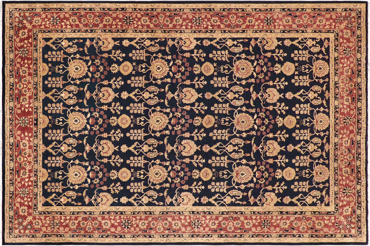handmade Transitional Kafkaz Blue Rust Hand Knotted RECTANGLE 100% WOOL area rug 9' x 12'
