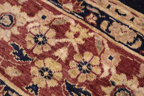 handmade Transitional Kafkaz Blue Rust Hand Knotted RECTANGLE 100% WOOL area rug 9' x 12'