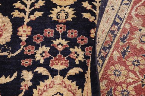 handmade Transitional Kafkaz Blue Rust Hand Knotted RECTANGLE 100% WOOL area rug 9' x 12'