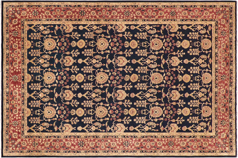 handmade Transitional Kafkaz Blue Rust Hand Knotted RECTANGLE 100% WOOL area rug 9' x 12'