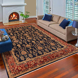 handmade Transitional Kafkaz Blue Red Hand Knotted RECTANGLE 100% WOOL area rug 9 x 12