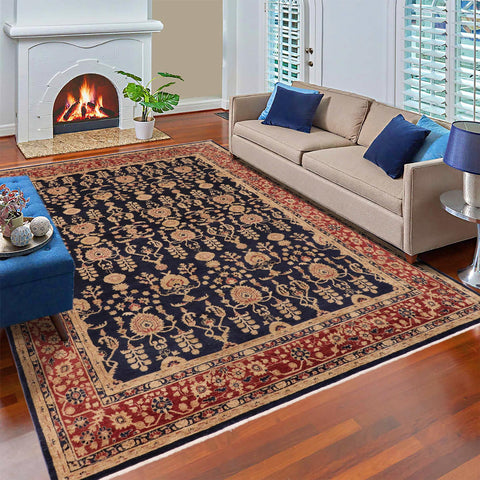 handmade Transitional Kafkaz Blue Red Hand Knotted RECTANGLE 100% WOOL area rug 9' x 12'