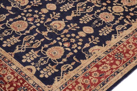 handmade Transitional Kafkaz Blue Red Hand Knotted RECTANGLE 100% WOOL area rug 9' x 12'