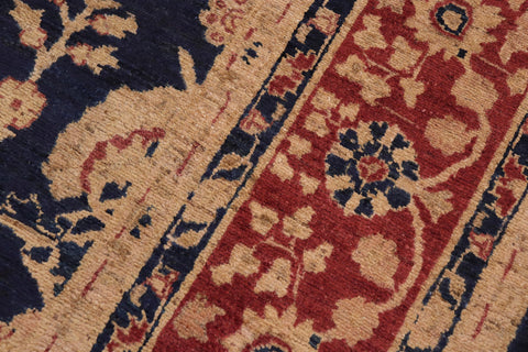 handmade Transitional Kafkaz Blue Red Hand Knotted RECTANGLE 100% WOOL area rug 9' x 12'